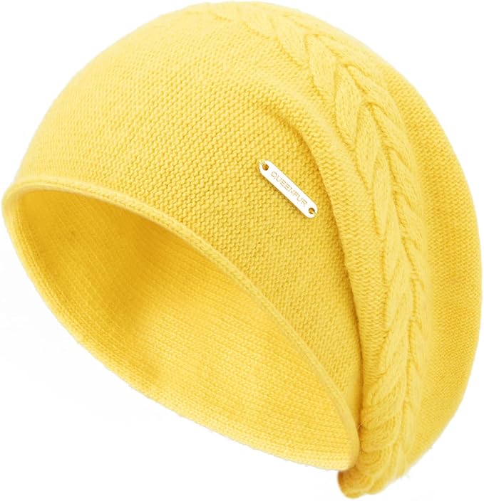 QUEENFUR Knit Slouchy Beanie Hats for Women Cashmere Ski Cap Knitted Wool Soft Warm Winter Hat