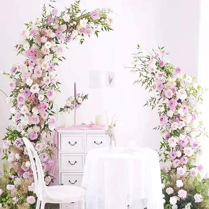 2pcs Large Wedding Arch with Base Flower Stand Arch Bracket Stand Backdrop Stand for Wedding Party Elegant Decorations & Garden Climbing Plants Vines,6.9&5.9 FT-Gold