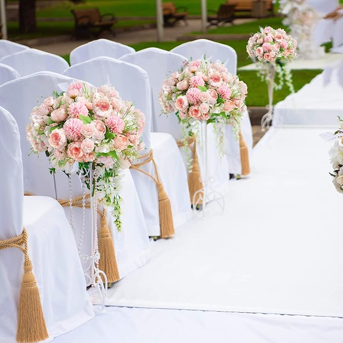 ASTRYAS 4PCS Pink Flowers Artificial Peonies Fake Peony Silk Hydangea for Decoration, Fuax Flowers Arrangements for Wedding Home Party Outdoor Decoration (Pink)