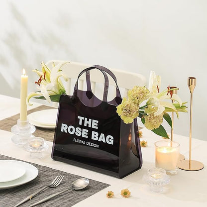 Purse Vase, Acrylic Purse Flower Vase, Black Acrylic Vase, Modern Flower Vase, Aesthetic Bag Vases for Flowers, Decorative Tote Bag Vases for Wedding, Living Room, Bedroom, Table, Office