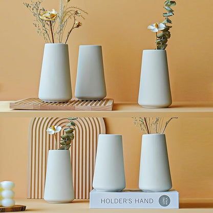Modern White Small Ceramic Vase Set of 9 for Living Room Bedroom 5.9'' Minimalist Fresh Flower Vases for Home Decor Office Fireplace Centerpieces Nordic Style Gift for Fake Plant 9 Pack