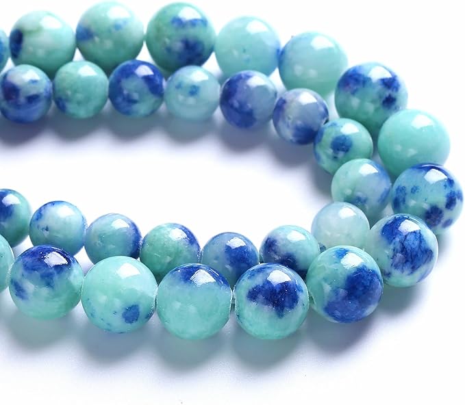 8MM 46PCS Peacock Blue Persian Jade Spacer Loose Beads for Jewelry Making DIY Bracelet Necklace