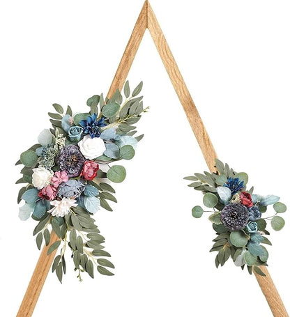 Grey White Wedding Arch Flowers, Faux Flower Swag Set of 2, Grey White Floral Swag for Wedding Arch Welcome Signs, Reception Ceremony Signs Decor