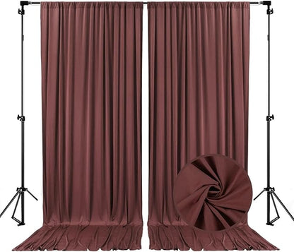 10 x 10 Feet Red Brown Backdrop Curtain for Partie, Background Curtains for Photoshoot, Birthday, Wedding, Halloween, Thanksgiving, Christmas, New Year Party Decorations 5Ft x 10Ft, 2 Panels