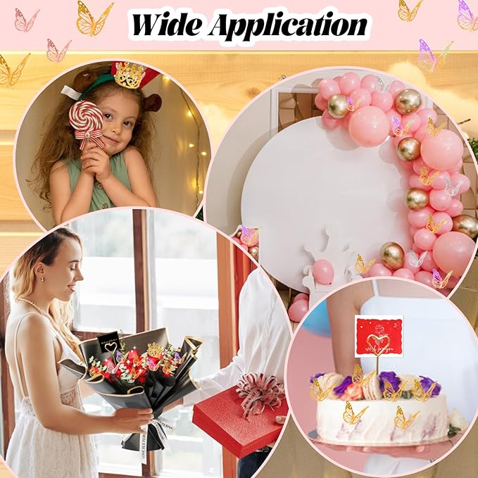 512Pcs Flower Wrapping Paper Kit with 120 Sheets Waterproof Floral Wrapping Paper 3D Butterfly Decor Crowns,Bouquet Pins Ribbons,DIY Crafts for Mother's Day Valentines Graduation Birthday Gift