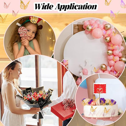 512Pcs Flower Wrapping Paper Kit with 120 Sheets Waterproof Floral Wrapping Paper 3D Butterfly Decor Crowns,Bouquet Pins Ribbons,DIY Crafts for Mother's Day Valentines Graduation Birthday Gift