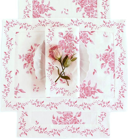 Solino Home Pink Floral Print Table Runner 90 Inches Long - 100% Pure Linen Table Runner 14 x 90 Inch - Handcrafted and Machine Washable - Jolie Fleur Print