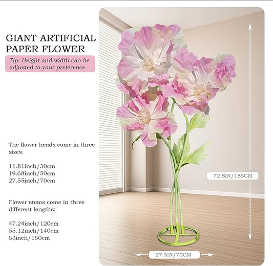 3pc Giant Flowers for Backdrop Wedding Reception Essential Decoration, Adjustable Big Flower for Decoration,Party Banquet Decor,Home Decor,Photographic Props,Shop Window Display (Pink)