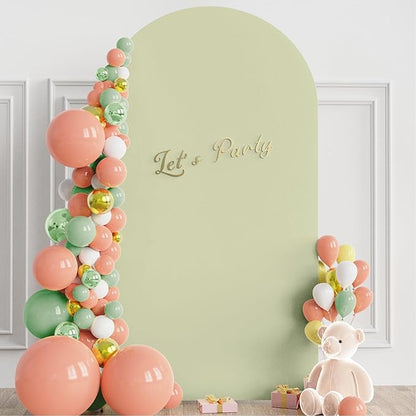 Wokceer 7.2FT Wedding Arch Backdrop Cover Spandex Fitted Sage Green Arch Covers Round Top Chiara Arches Backdrop Cover for Birthday Party Ceremony Banquet Decoration