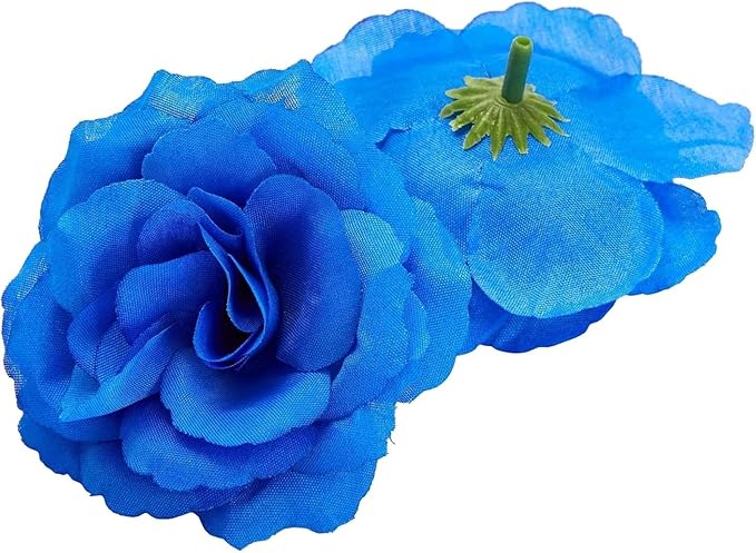Bright Creations Blue Roses Artificial Flowers - Set of 50 3 in Stemless Silk Roses - Royal Blue Reusable Water-Resistant Faux Bouquet Decor for Wedding & Home