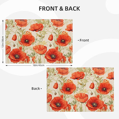 Botanical Flower Placemats Set of 6 Butterfly Plants Floral Botanic Plants Flower Leaves Placemats Rustic Floral Waterproof Washable Table Placemats for Dining Kitchen Decoration 6 PCS