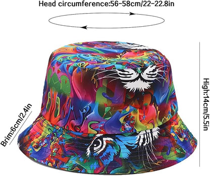 XYIYI Cute Bucket Hat Beach Fisherman Hats for Women, Reversible Double-Side-Wear