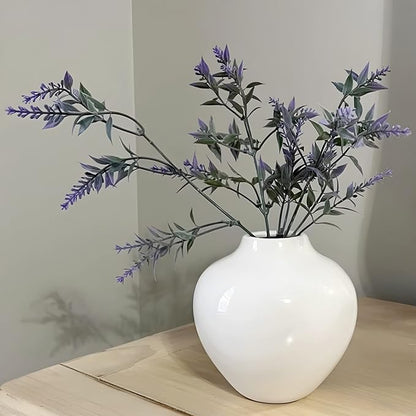 Willowy 5 Inch Small White Porcelain Vase with Glossy Finish - Small Vases for Flowers, for Centerpieces, Mini/Short White Vase
