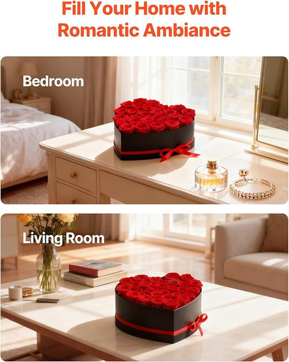 VEVOR Forever Flowers, 27 Preserved Roses in a Heart Shape Box, Eternal Flowers Immortal Bouquet Birthday Present for Delivery Prime Women Her Wife Mothers, Anniversary, Valentine's Day,Christmas, Red