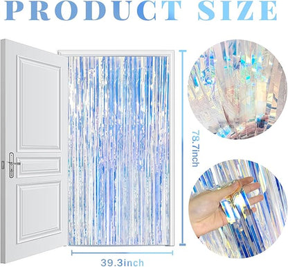 20 Pack Foil Curtain Backdrop Iridescent Metallic Tinsel Foil Fringe Curtains Photo Booth Props for Birthday Wedding Engagement Baby Shower Bachelorette Christmas Holiday Celebration Party Decoration