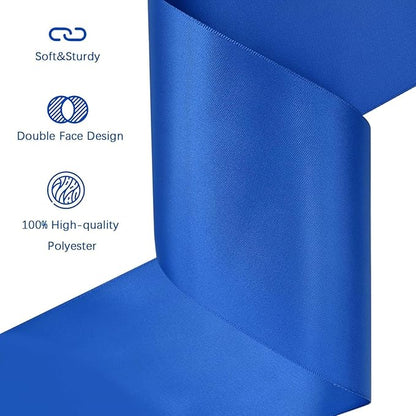 Royal Blue Satin Ribbon 4 inch X 15 Yards Polyester Ribbon for Gift Wrapping Very Suitable for Weddings Party Hair Bow Invitation Decorations and More