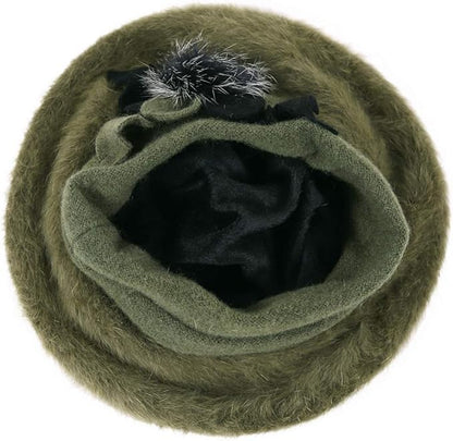 VECRY Lady French Beret 100% Wool Beret Floral Dress Beanie Winter Hat