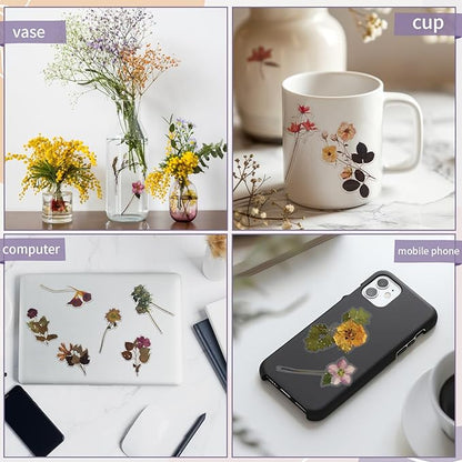 Transparent Flower Stickers for Scrapbooking PET Nature Plant Stickers Floral Stickers Vintage Craft Sticker Colorful Small Flower Sticker for Journaling Scrapbooking Clear Flower Decals(Style D)