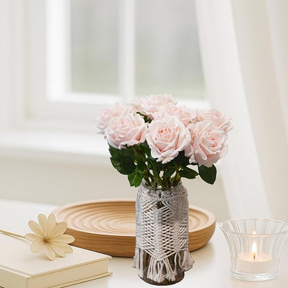 6 Pcs Silk Real Touch Latex Roses, Artificial Single Stem Big Bloom Faux Roses for Home Party Office Wedding Indoor Decor, Floral Arrangements, Table Centerpieces