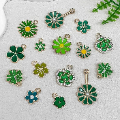 60pcs15 Types Flower Charms For Jewelry Making Enamel Flower Charms For Necklace Bracelet Earring for Gift that Office, Travel & DIY Creators