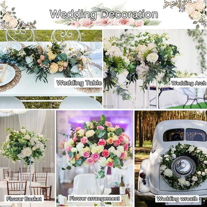 120 Pcs 6 Kinds Mixed Eucalyptus Leaves Stems Bulk Artificial Silver Dollar Leaves Picks Dried Eucalyptus Bundle Faux Spray for Wedding Vase Bouquet Decor (Eucalyptus Leaves Stems-120)