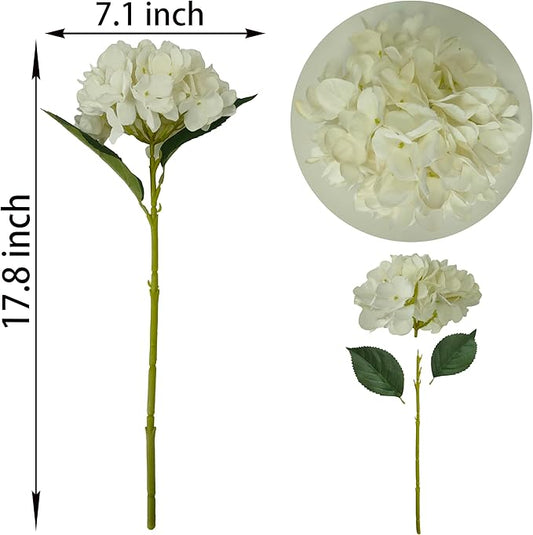 Ivory Hydrangea Artificial Flowers,10 Pcs Faux Ivory Hydrangea Flowers,Artificial Hydrangeas Flowers with Stems,Fake Hydrangeas,Silk Hydrangeas Flowers with Stems for Home Decor