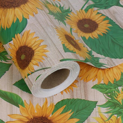 Aimyoo Sunflower Floral Wrapping Paper Jumbo Roll 17 in x 60 ft, Yellow Flower Gift Wrap for Wedding Bridal Shower Women Birthday