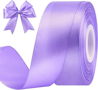 1-1/2 Inches 50 Yards Light Purple Satin Ribbon, Solid Fabric Ribbon Roll for Flower Bouquets, Gift Wrapping, Wedding, Handmade Crafts