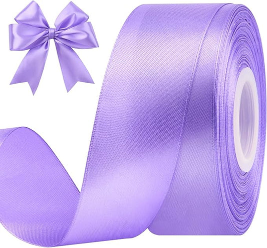 1-1/2 Inches 50 Yards Light Purple Satin Ribbon, Solid Fabric Ribbon Roll for Flower Bouquets, Gift Wrapping, Wedding, Handmade Crafts