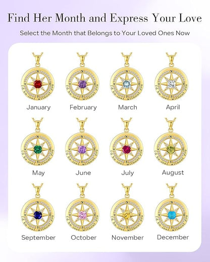S925 Necklace Gift for Wife |Compass Jewelry |Women Anniversary |Sterling Silver |Girlfriend Birthday Gifts for Her Valentines |I'd be Lost without You |Jewel 18K Gold