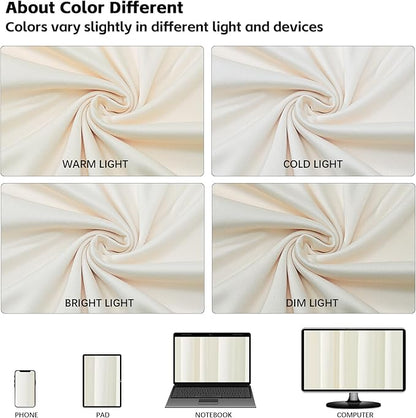10x10ft Wrinkle Free Ivory Backdrop Curtain for Parties Soft Fabric Drapes Wedding Ivory Curtain Backdrop for Birthday Party Decorations Background for Photography 5x10ft,2 Panels