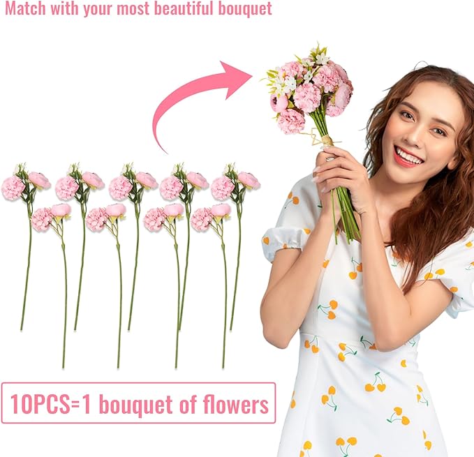 Zerzsy Artificial Flowers Bouquets, Mixed Pink Artificial Peonies, Fake Flower Bride Holding Flowers Faux Floral for Home Wedding Spring Decor