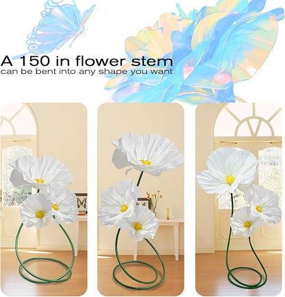 Giant Flowers for Home Decoration - 3 Pack Large Flower Panels for Backdrop Artificial Flowers Wall Table Decor, Flower Birthday Party Decorations for Wedding/Nursery Wall/Baby Bridal Shower (White)