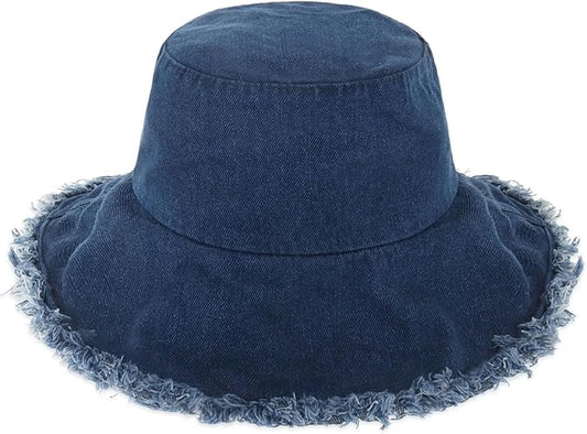 CHOK.LIDS Frayed Bucket Hats for Women Men Unisex Trendy Washed Cotton Floppy Wide Brim Boonie Outdoor Summer Beach Headwear