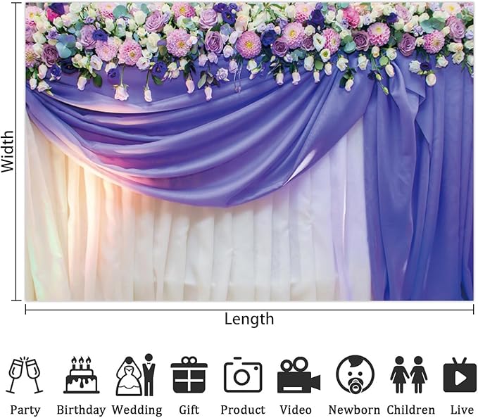 Leowefowa Flower Wedding Backdrop Wedding Pink Roses Floral Curtain Photography Background for Weeding Birthday Baby Shower Party Decorations Backdrop Photobooth 20x10ft Vinyl