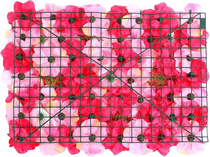 12pcs 24" x 16" Artificial Flower Wall Panel Background,3D Dark Pink Silk Dahlia Rose Flowers Wall Backdrop for Wedding Party Event Photo Backdrop Wall Decor (Type 1)