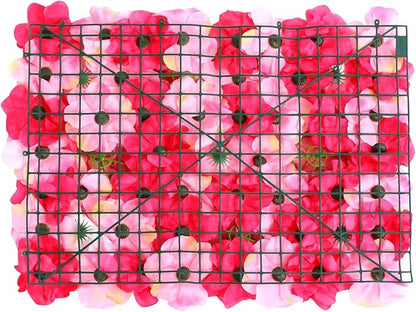 12pcs 24" x 16" Artificial Flower Wall Panel Background,3D Dark Pink Silk Dahlia Rose Flowers Wall Backdrop for Wedding Party Event Photo Backdrop Wall Decor (Type 1)