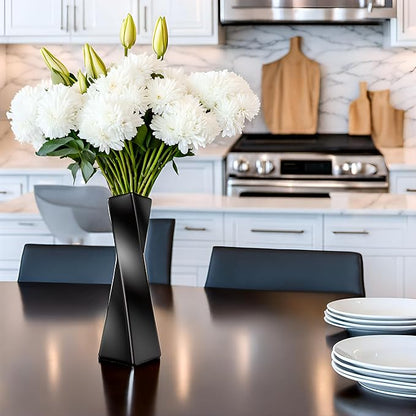 Ceramic Vase, Small Flower Vase Home Decor, Modern Farmhouse Decorative Vase, Dinner Table, Mantel, Entryway, Shelf, Centerpieces, Living Room Décor, Unique Geometric Vases Black jarrones decorativos