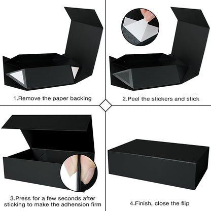 Aimyoo Galaxy Black Magnetic Gift Boxes with Lids 10.5x7x3 in, Medium Bridesmaid Groomsman Proposal Box, Rectangle Collapsible Box for Present Graduation Birthday Storage 5 Pack