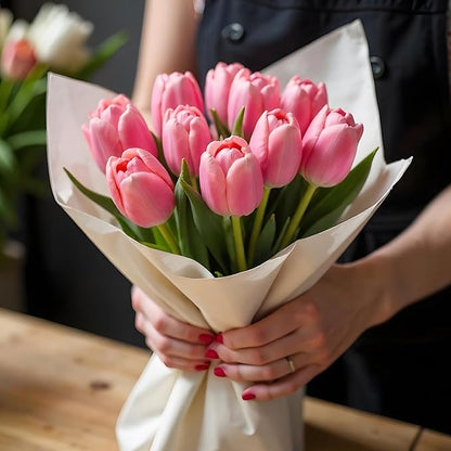 uxcell 20pcs Tulips Artificial Flowers, Faux Flowers Silk Fake Tulip Stems Real Touch for Wedding Bouquet Centerpiece Table Party Decoration(Blue, Sky Blue, Pure White)