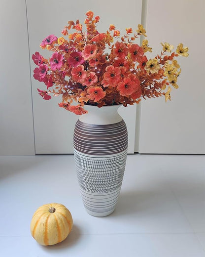 Ceramic Rustic Farmhouse Vase, 12.6" Large Vintage Flower Vase Home Decor,Tall Boho Decorative vase for Living Room, Table, Mantel, Shelf and Centerpieces Decor and Housewarming (E)