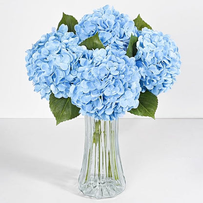 8 Pcs Blue Hydrangea Artificial Flowers, Latex Real Touch Hydrangea Flowers, 19.6'' Full Faux Hydrangea Flowers Fake Flowers for Home Decor Party Wedding Centerpiece Bouquet Floral Arrangements