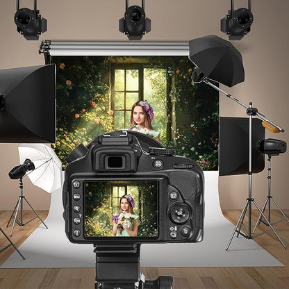 Baocicco 15x10ft Spring Window Photography Backdrops Sunshine Oil Painting Flowers Background Cloth for Marriage Valentines Mothers Day Engagement Party Decoration Photo Props Background Supplies