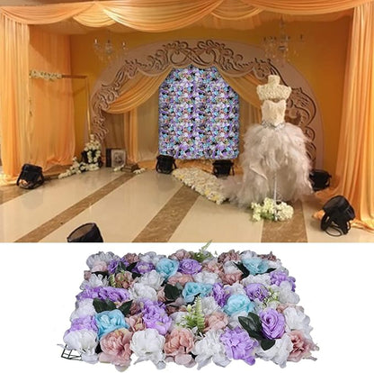 12Pcs 15.75" x 23.62x 0.79 Artificial Flower Wall Panels,Flower Wall Mat Silk Flower Panels for Outdoor Garden Backyard Fence Fence Privacy Screen and Indoor Wall Decor