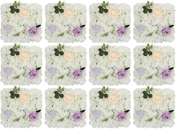 3D Flower Wall Panel 12Pcs Artificial Flower Wall Background Silk Rose Mat for Wedding Wedding Decor Shop Photo Backdrop (Flower Type B)