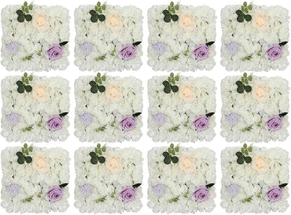 3D Flower Wall Panel 12Pcs Artificial Flower Wall Background Silk Rose Mat for Wedding Wedding Decor Shop Photo Backdrop (Flower Type B)