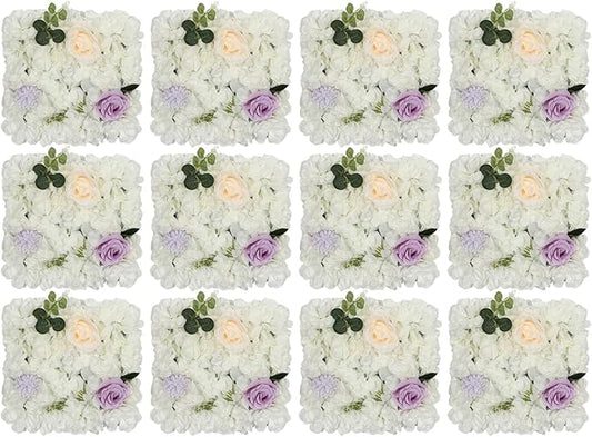 3D Flower Wall Panel 12Pcs Artificial Flower Wall Background Silk Rose Mat for Wedding Wedding Decor Shop Photo Backdrop (Flower Type B)