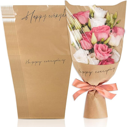 Hying 20 Pieces Flower Wrapping Bags for Bouquets, Floral Packing Sleeves Kraft Paper Bouquet Bags Wrapping Sleeves for Teacher Graduation Wedding Mother's Day Gift