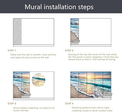 PYFFYP- Beach Wallpaper Sunset Ocean Wall murals for Living Room(Not Peel and Stick)