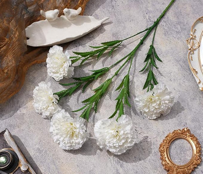IPOPU White Carnations Artificial Flowers 6PCS 30 Heads Silk Carnations 27.56in Artificial Flowers with Stems for Wedding Home Centerpieces Floral Arrangements(White)